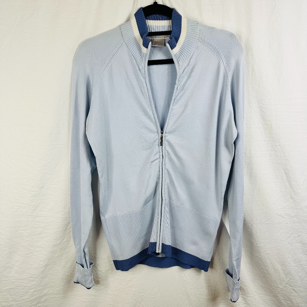 Nike Golf Knit Zipped Bomber Jacket Women Size Small 4-6 Color‎ Blue